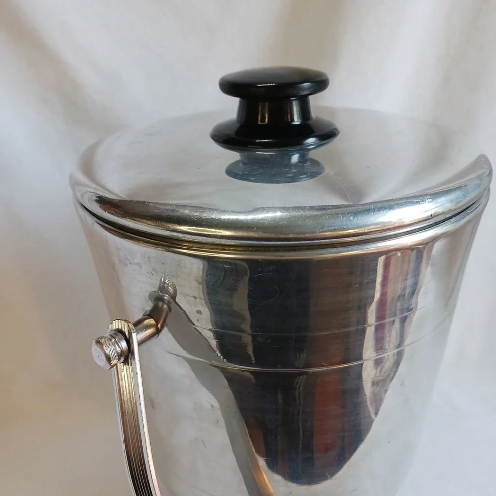 MCM Nasco Italy Aluminum Ice Bucket Double Walled Vintage